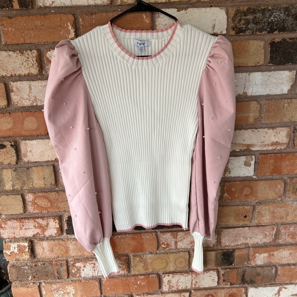 NWT FATE Puff Sleeve Crew neck sweater - Picture 3 of 11